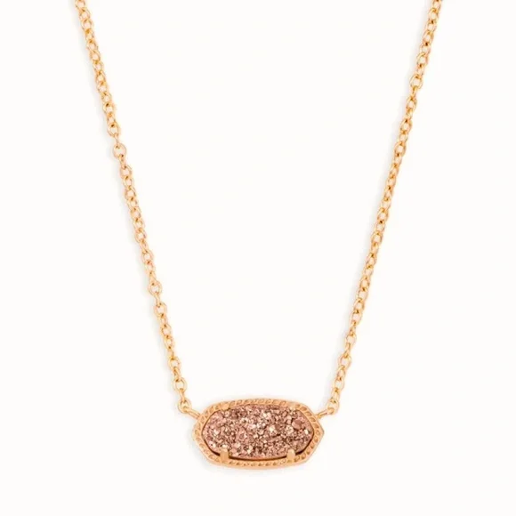 Kendra Scott Elisa Rose Gold Drusy Extended Length Pendant - Picture 1 of 7
